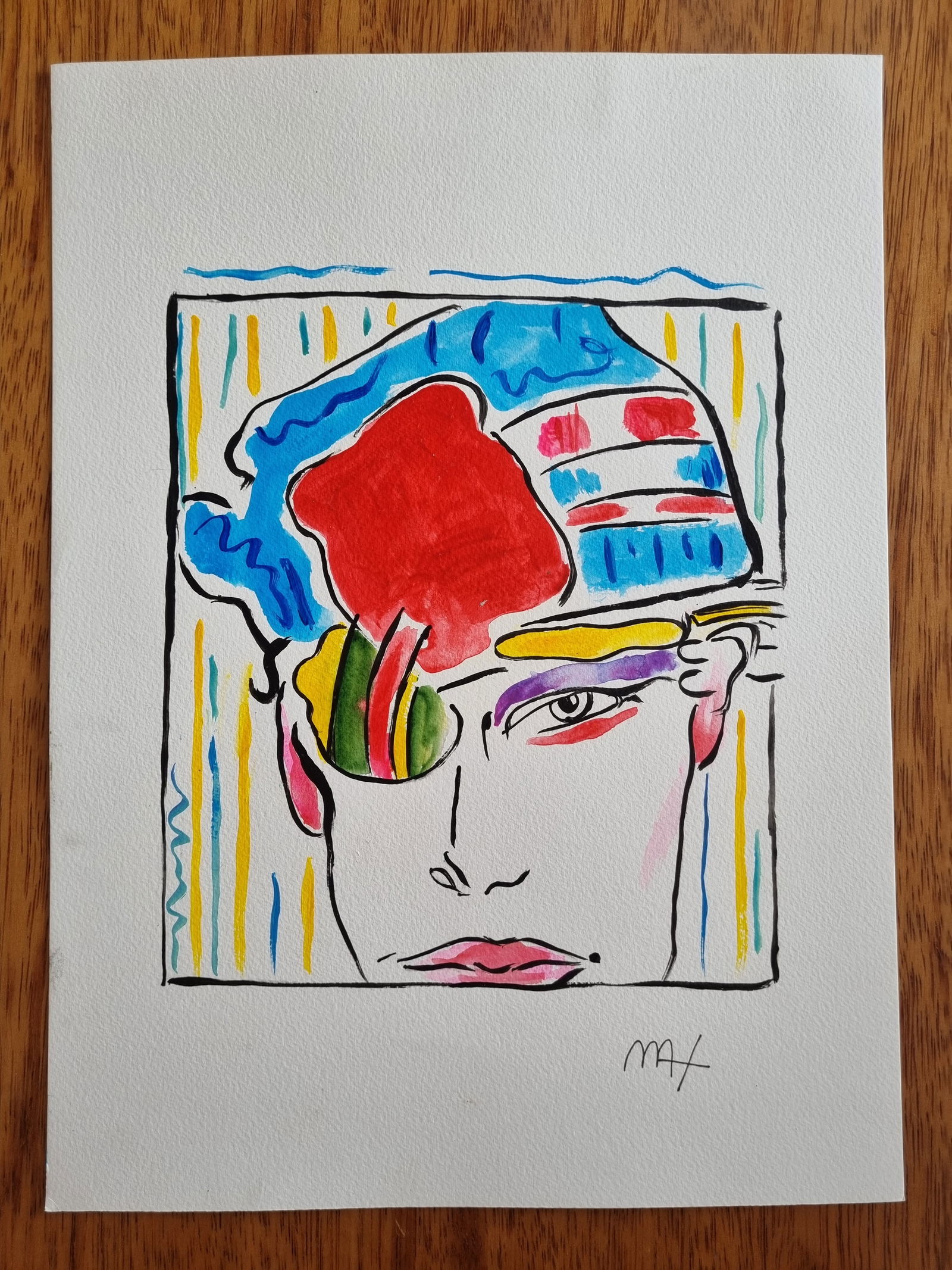 PETER MAX- 4 FINE WATERCOLORS - IN THE STYLE OF: Description: Peter Max - Set of 4 Watercolors on paperPeter Max (born Peter Max Finkelstein, October 19, 1937) is a German-American artist known for using bright colors in his work. Works by Max are a