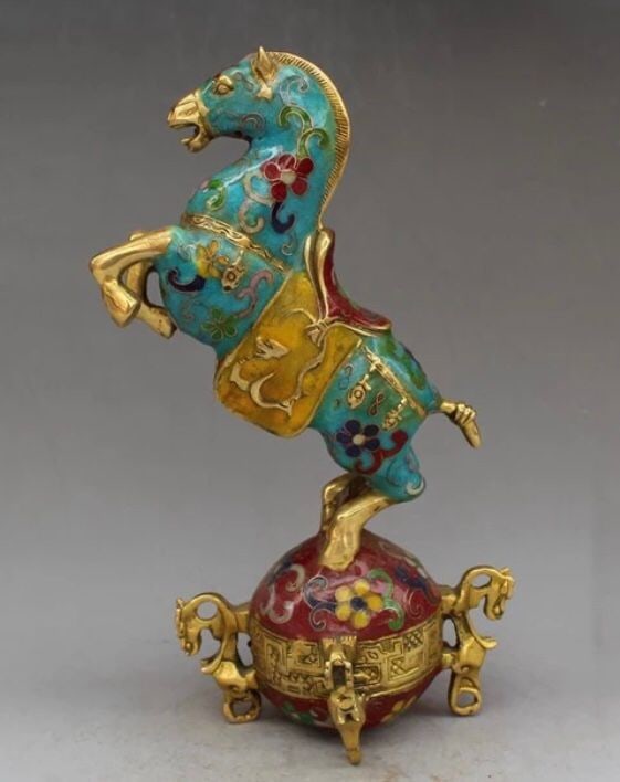 HORSE SCULPTURE IN BRASS/BRONZE ENAMEL CLOISONNE COLLECTION (1 of 17)