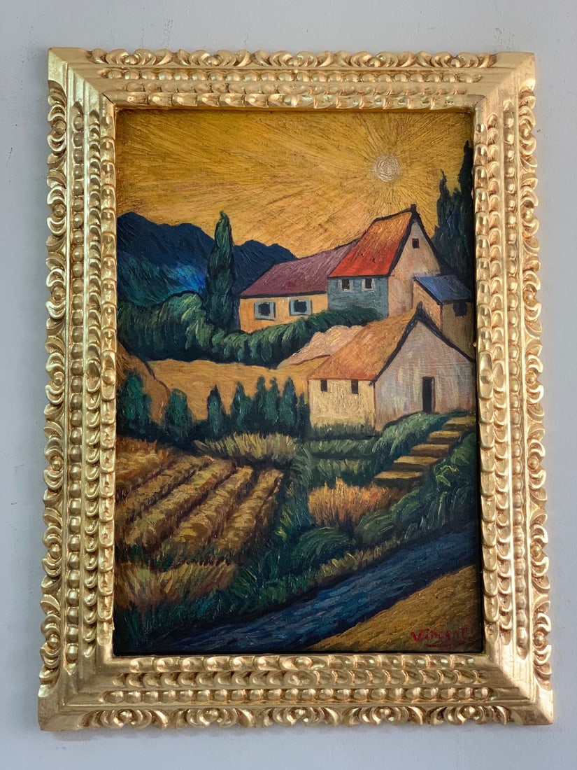 VINCENT VAN GOGH - OIL ON CANVAS - IN THE STYLE OF: Description: Vincent Van Gogh oil on canvas. Vincent Willem van Gogh was a Dutch painter, one of the leading exponents of Post-Impressionism. He painted some 800 paintings and made more than 1,600 dra