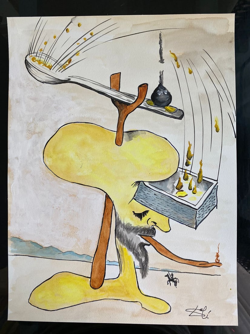 SALVADOR DALI - 2 FINE WATERCOLORS WITH SEALS AND SIGN - IN THE STYLE OF (1 of 4)
