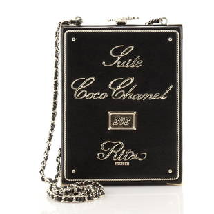 Chanel Coco in Ritz Key Card Minaudiere Embellished Lambskin: These are professional pictures of the actual item offered by Rebag. $8,500 Condition: Fair. Odor in interior. Scuffs on exterior and in interior, slight creasing on rear, moderate indentations on