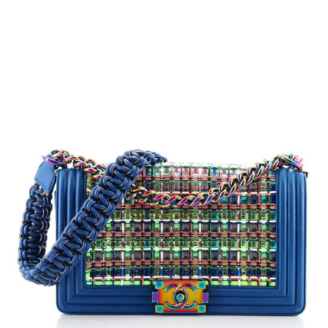 Chanel Boy Flap Bag Woven PVC with Lambskin Old Medium (1 of 7)