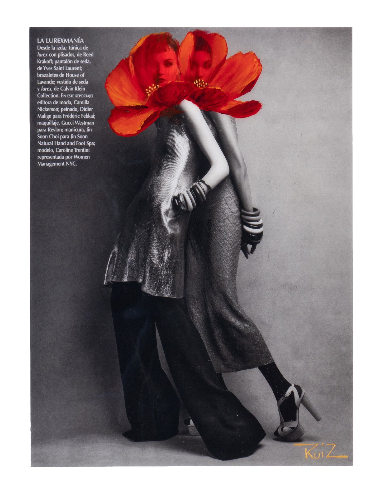 PEDRO RUIZ (1957, Colombia): Amapola (mayo 21, no.10), 2021. Papel de revista intervenido. Medidas: 27.5 x 20.5 cm. Buen estado de conservacion. Coleccion privada. Certificado de Pedro Ruiz.