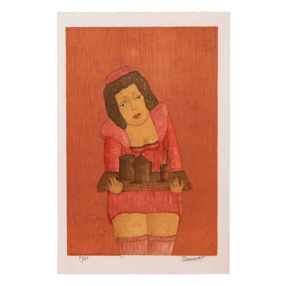 ANTONIO SAMUDIO (1934, Colombia): Sin Titulo, sf. Litografia sobre papel. Medidas: 56 x 37 cm. Edicion 90/100. Buen estado de conservacion. Coleccion Privada.