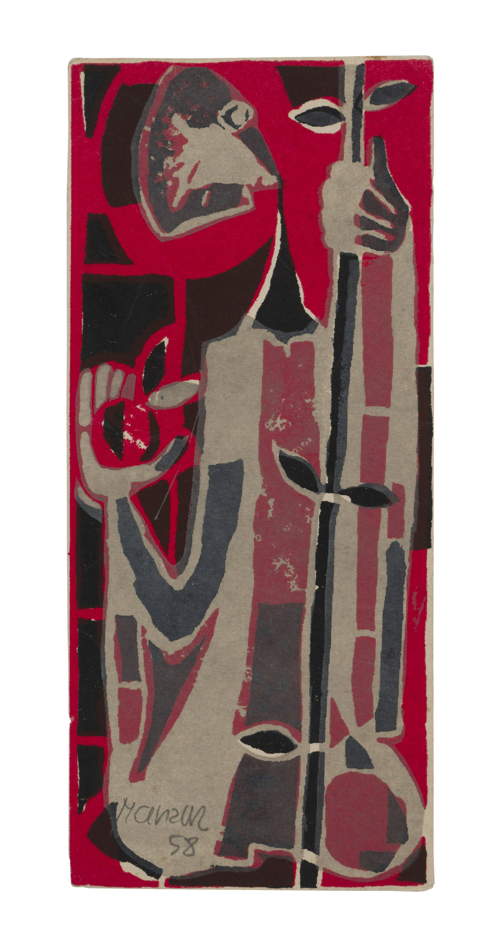 DAVID MANZUR (1929, Colombia) Sin Titulo, 1958 Obra grafica Medidas: 20 x 9 cm: Buen estado de conservacion. Coleccion privada.