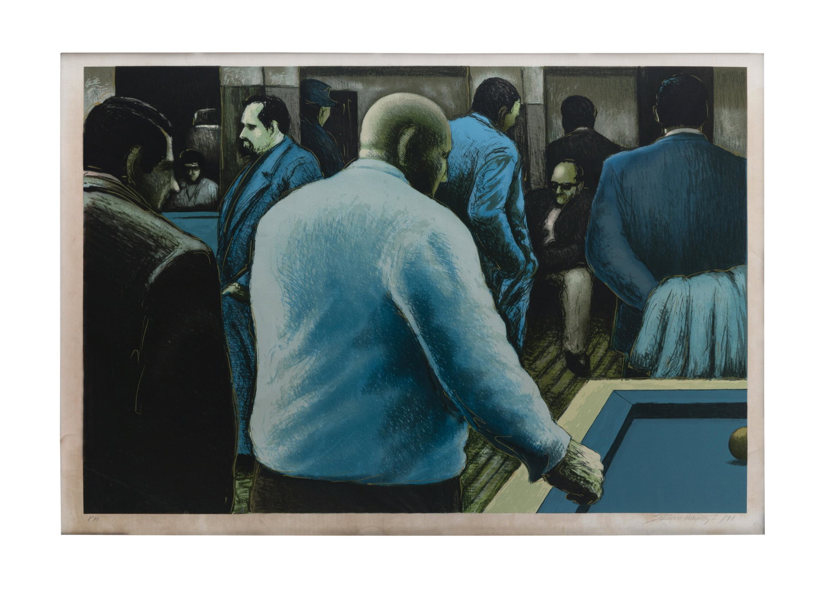 SATURNINO RAMIREZ (1946-2002, Colombia): Sin Titulo, 1991 Obra grafica Medidas: 80 x 119 cm Edicion Prueba de Artista Buen estado de conservacion. Con rastros de humedad en el papel. Coleccion privada.