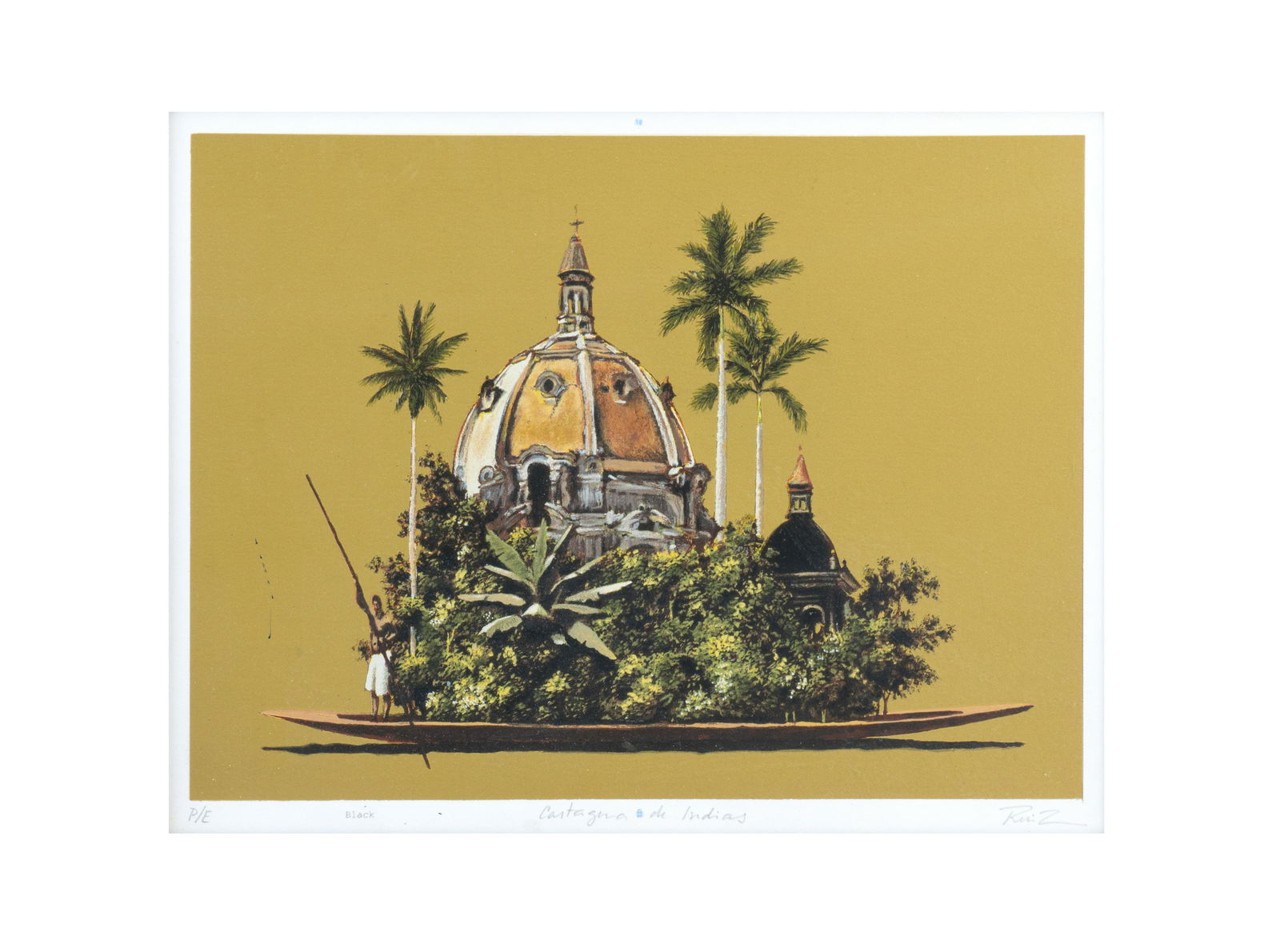 PEDRO RUIZ (1957, Colombia): Cartagena de Indias, sf.Obra graficaMedidas: 26,5 x 34 cmEdicion Prueba de Estudio