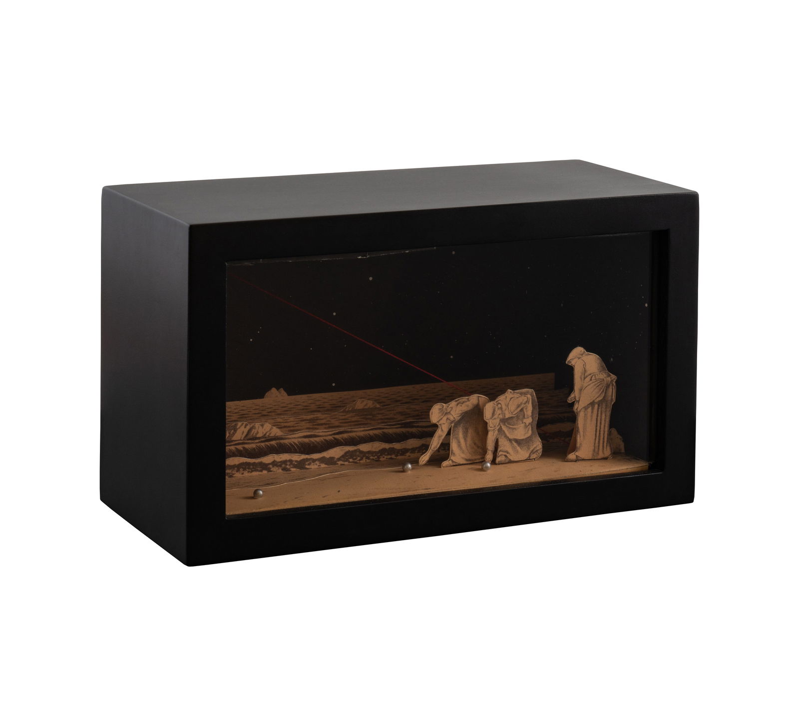 ALVARO BARRIOS (1945, Colombia): Recogedora de perlas, 1980Madera y papelMedidas: 15 x 26.5 x 11 cmEdicion 333/500