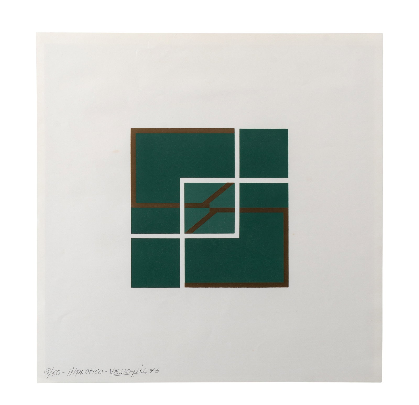 MANOLO VELLOJIN (1943-2013, Colombia): Hipnotico, 1976Serigrafia sobre papel Medidas: 43 x 43 cmEdicion 13/50
