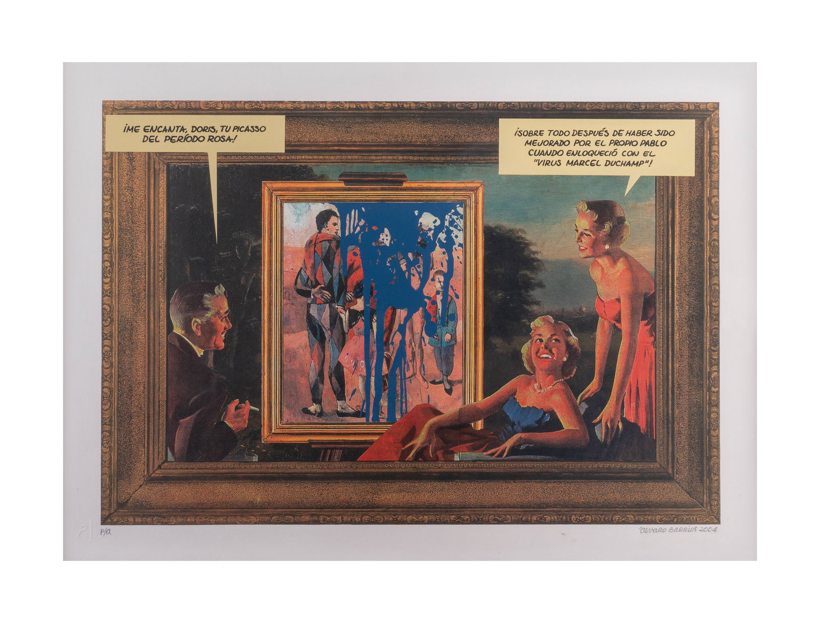 ALVARO BARRIOS (1945, Colombia) El virus Marcel Duchamp, 2004: Impresion litografica sobre papelMedidas: 50 x 70 cm Edicion Prueba de Artista