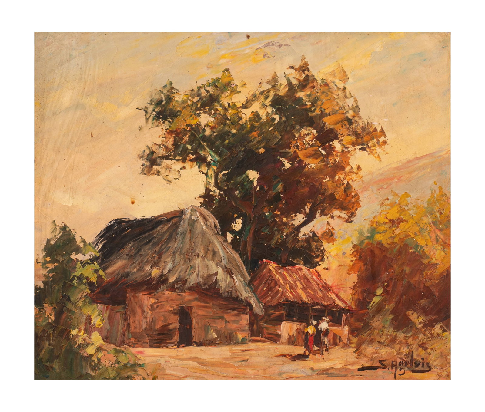 SEGUNDO AGELVIS (1899-1988, Colombia) Sin Titulo, sf.: Oleo sobre lienzoMedidas: 27 x 33 cm