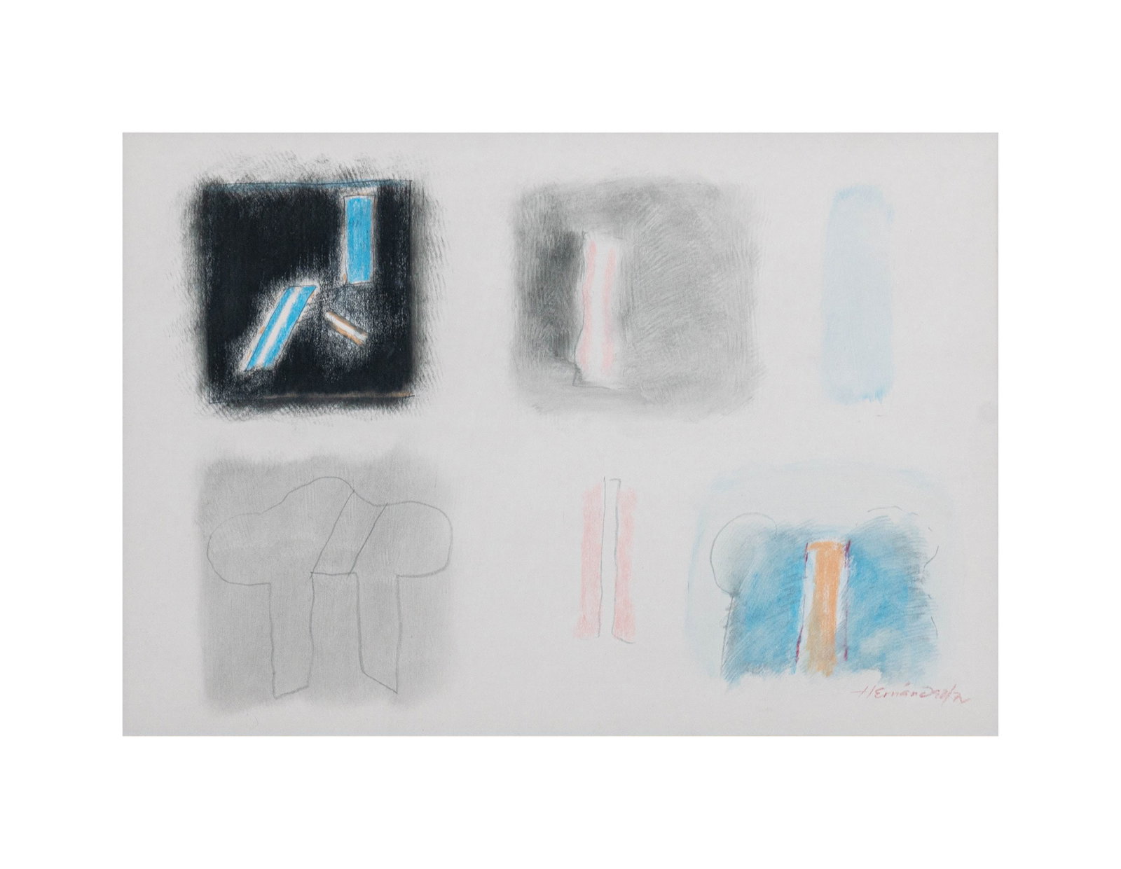 MANUEL HERNANDEZ (1928-2014, Colombia): Sin Titulo, sf.Pastel y grafito sobre papelMedidas: 23 x 33 cm