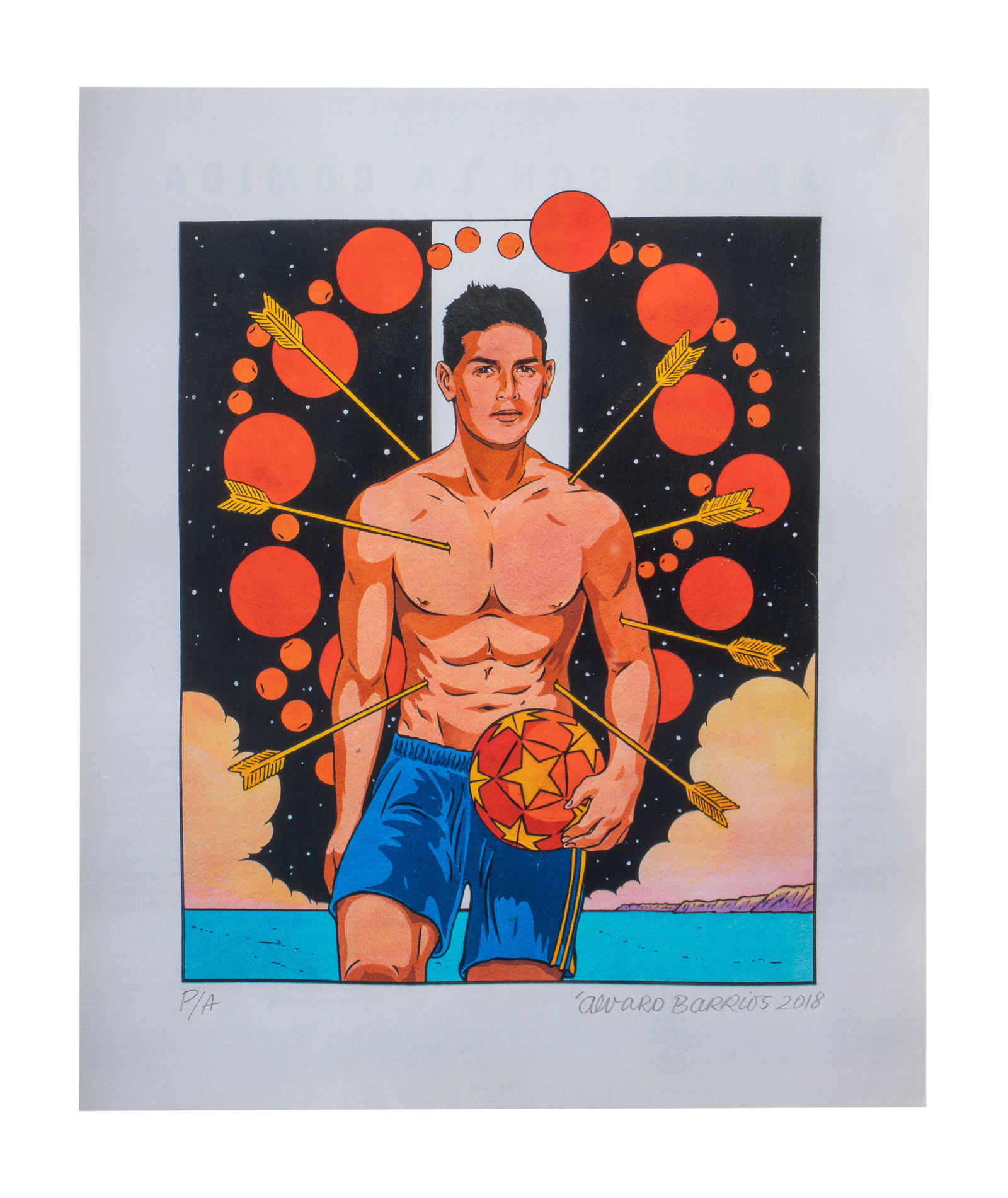 ALVARO BARRIOS (1945, Colombia): San Sebastian Atado a la Columna de Estrellas, 2018Impresion digital sobre papelMedidas: 27.5 x 23 cmEdicion Prueba de Artista