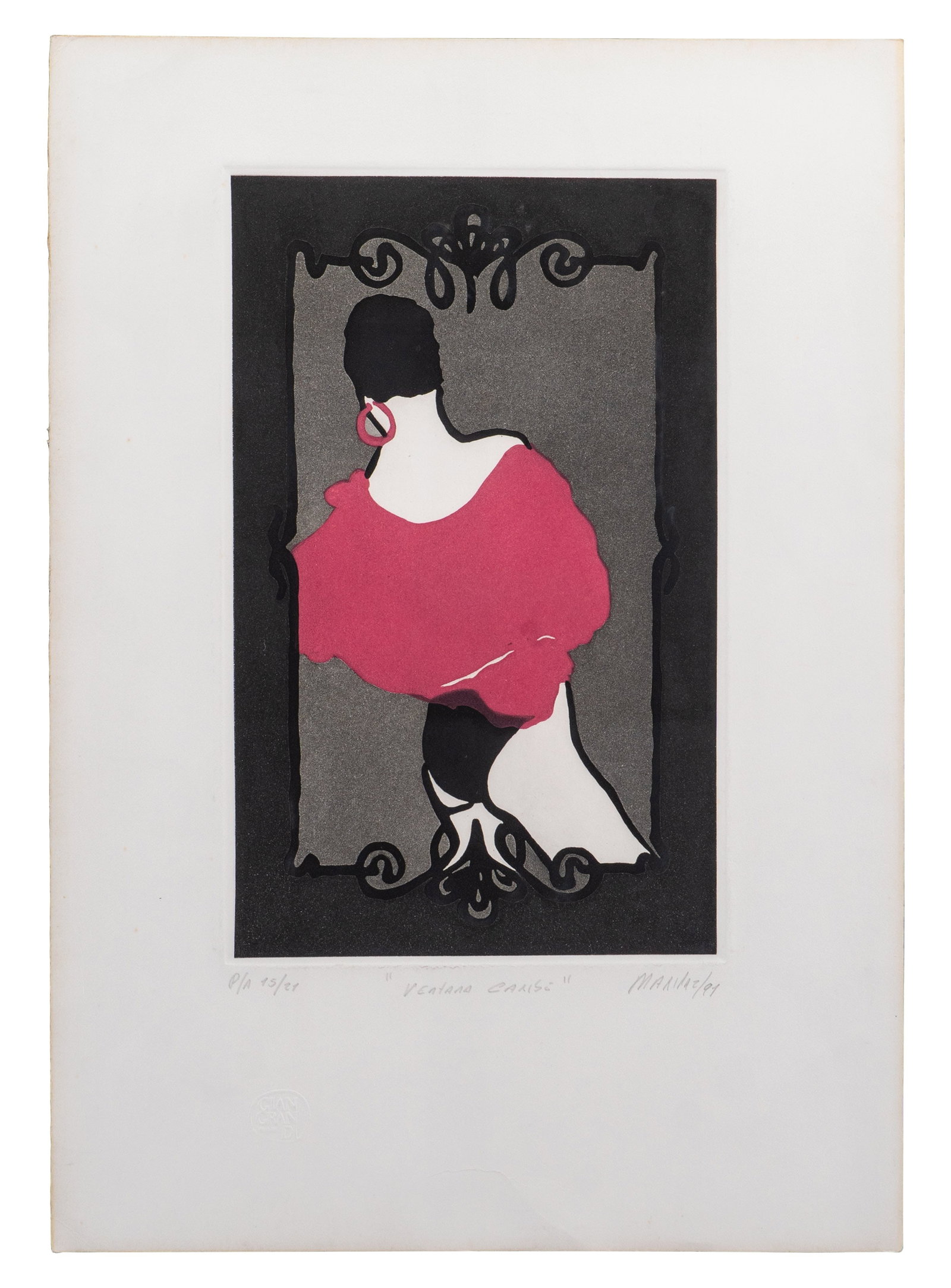 MARIPAZ JARAMILLO (1948, Colombia): Ventana Caribe, 1991Serigrafia sobre papel Medidas: 50 x 35 cm Edicion Prueba de Artista 15/21