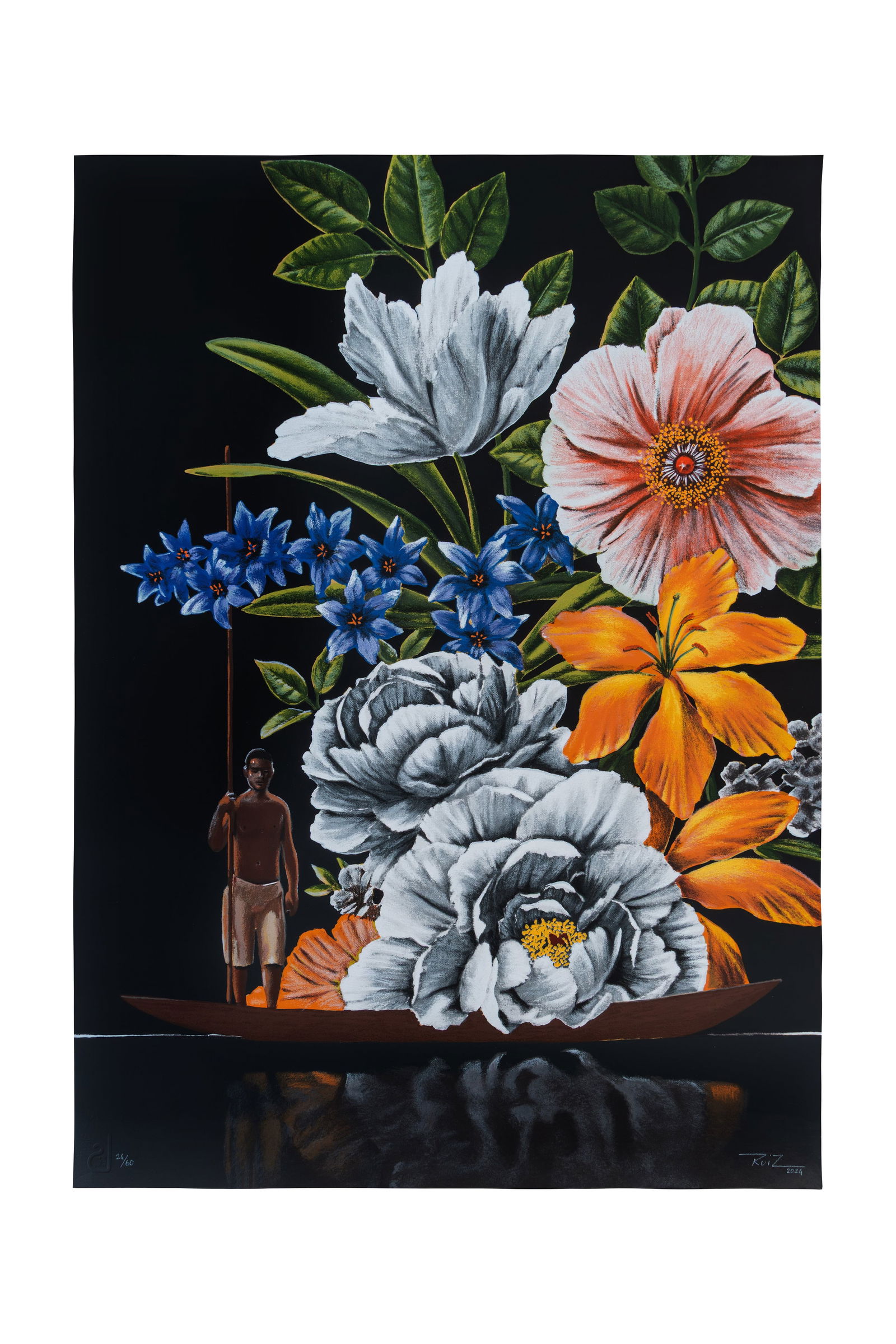 PEDRO RUIZ (1957, Colombia): Desplazamiento, 2024Serigrafia sobre papelMedidas: 99 x 72 cm Edicion 24/60