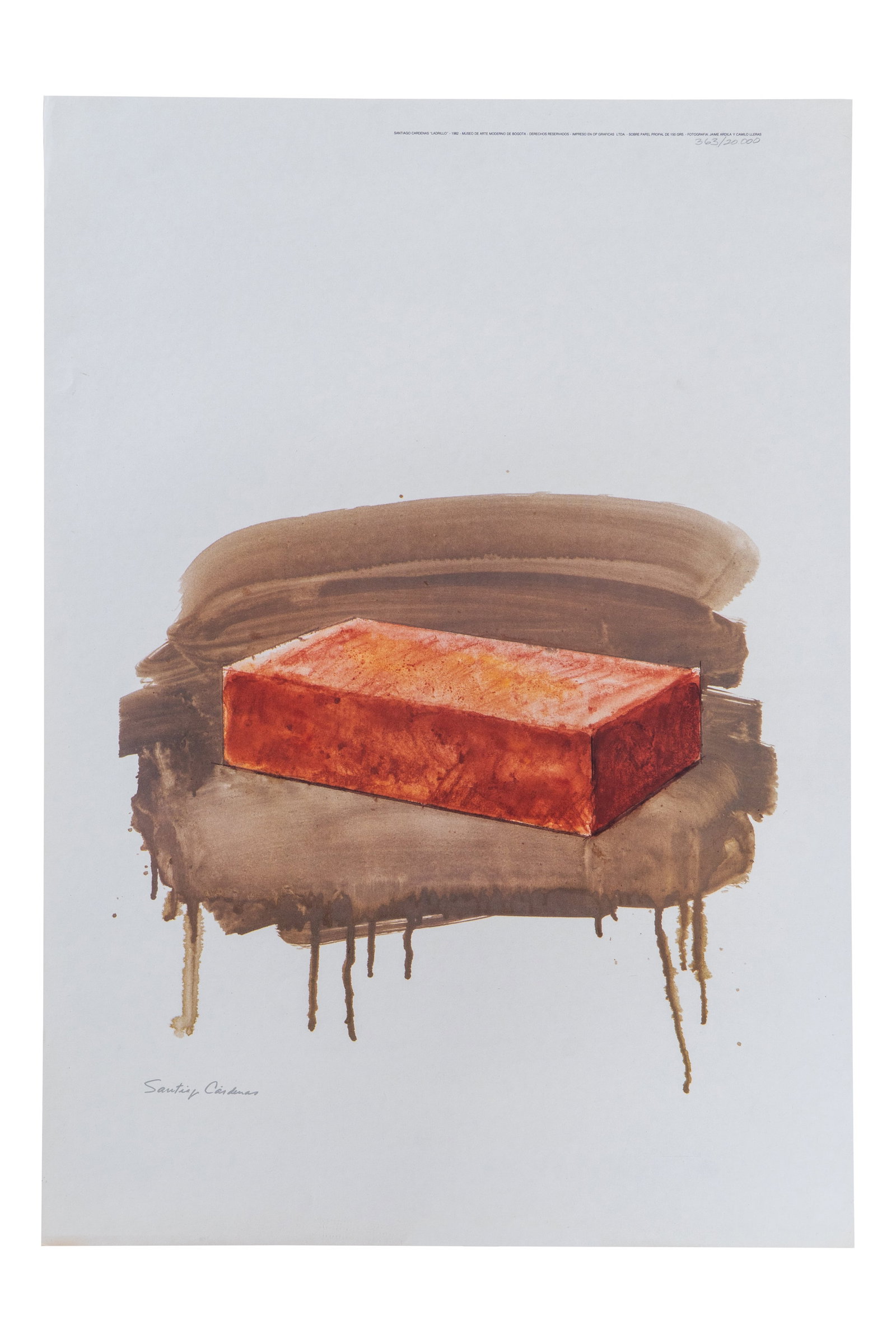 SANTIAGO CARDENAS (1937, Colombia): Ladrillo, 1982Impresion offset sobre papelMedidas: 69 x 38.5 cmEdicion 363/20.000