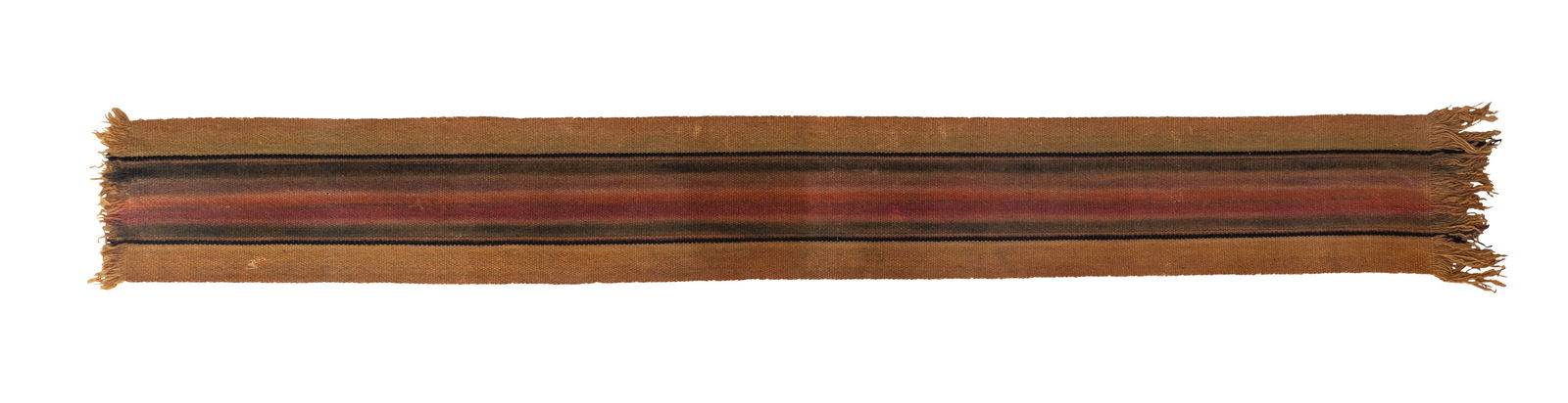 CARLOS ROJAS (1933, Colombia-1997, Colombia): Sin Titulo, ca.1970Tecnica mixta sobre textil de fabricacion indigena Medidas: 16 x 136 cm