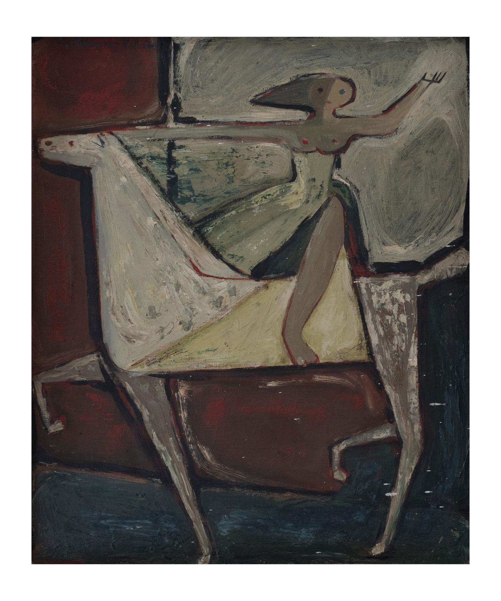 EDUARDO RAMIREZ VILLAMIZAR (1922, Colombia - 2004, Colombia): Sin Titulo, sf.Oleo sobre tela sobre MDF Medidas: 43 x 35.5 cm