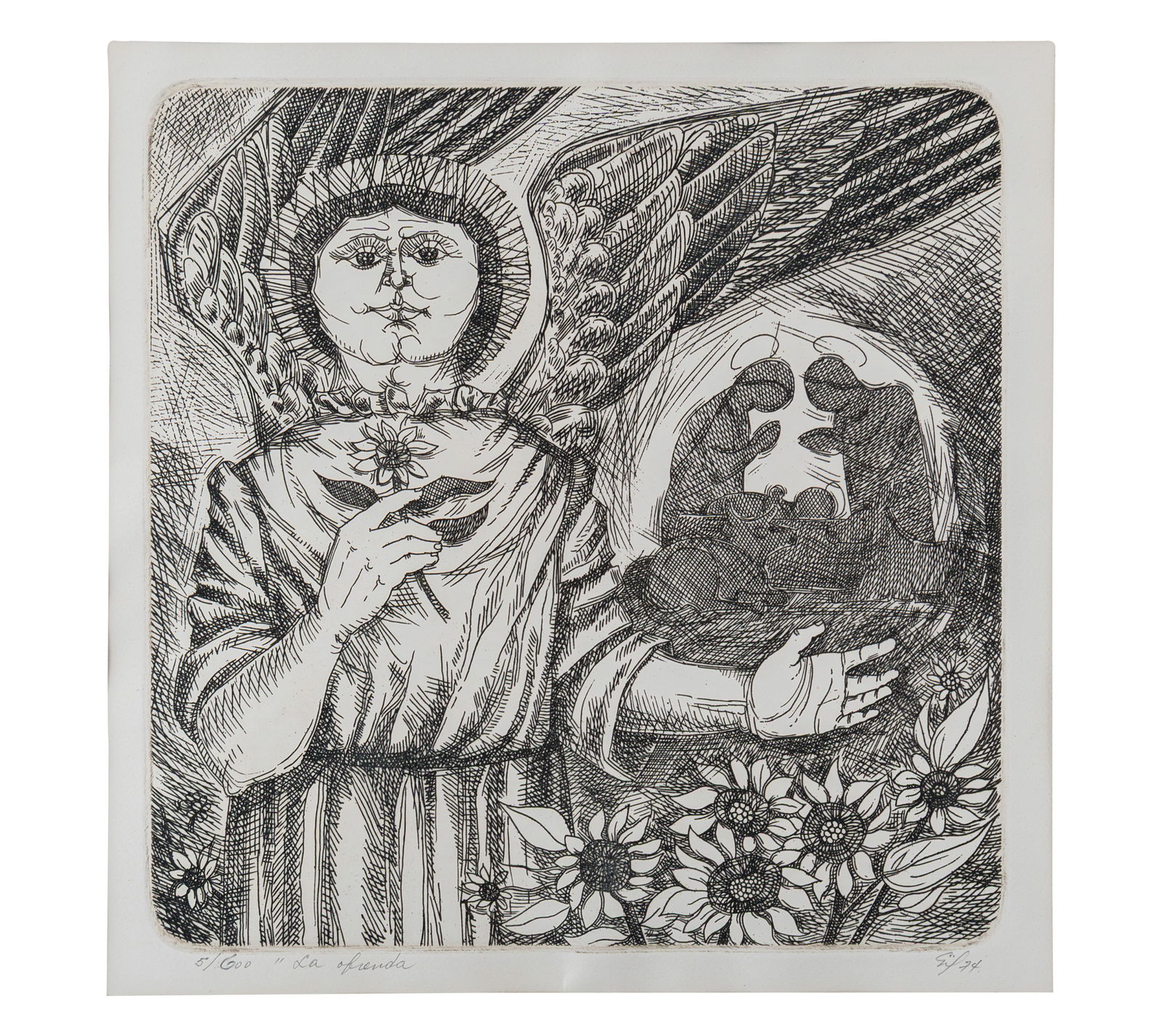 ANIBAL GIL (1932, Colombia) La ofrenda, 1974 Grabado sobre papel Medidas: 33 x 33 cm Edicion 5/600 (1 of 1)