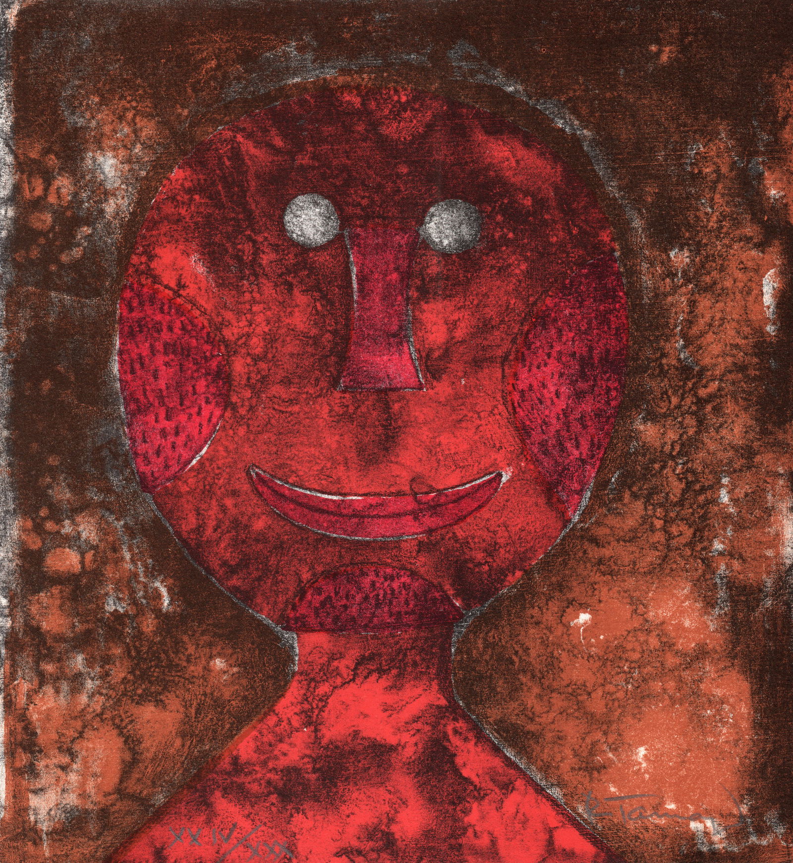 RUFINO TAMAYO (1899, Mexico - 1991, Mexico) Sin Titulo, sf. Litografia sobre papel Medidas: 23 x: Obra realizada para la muestra del artista en el ano 1975 en el palacio Strozzi en Florencia, Italia. Buen estado de conservacion.Coleccion privada. Firmado por Rufino Tamayo.