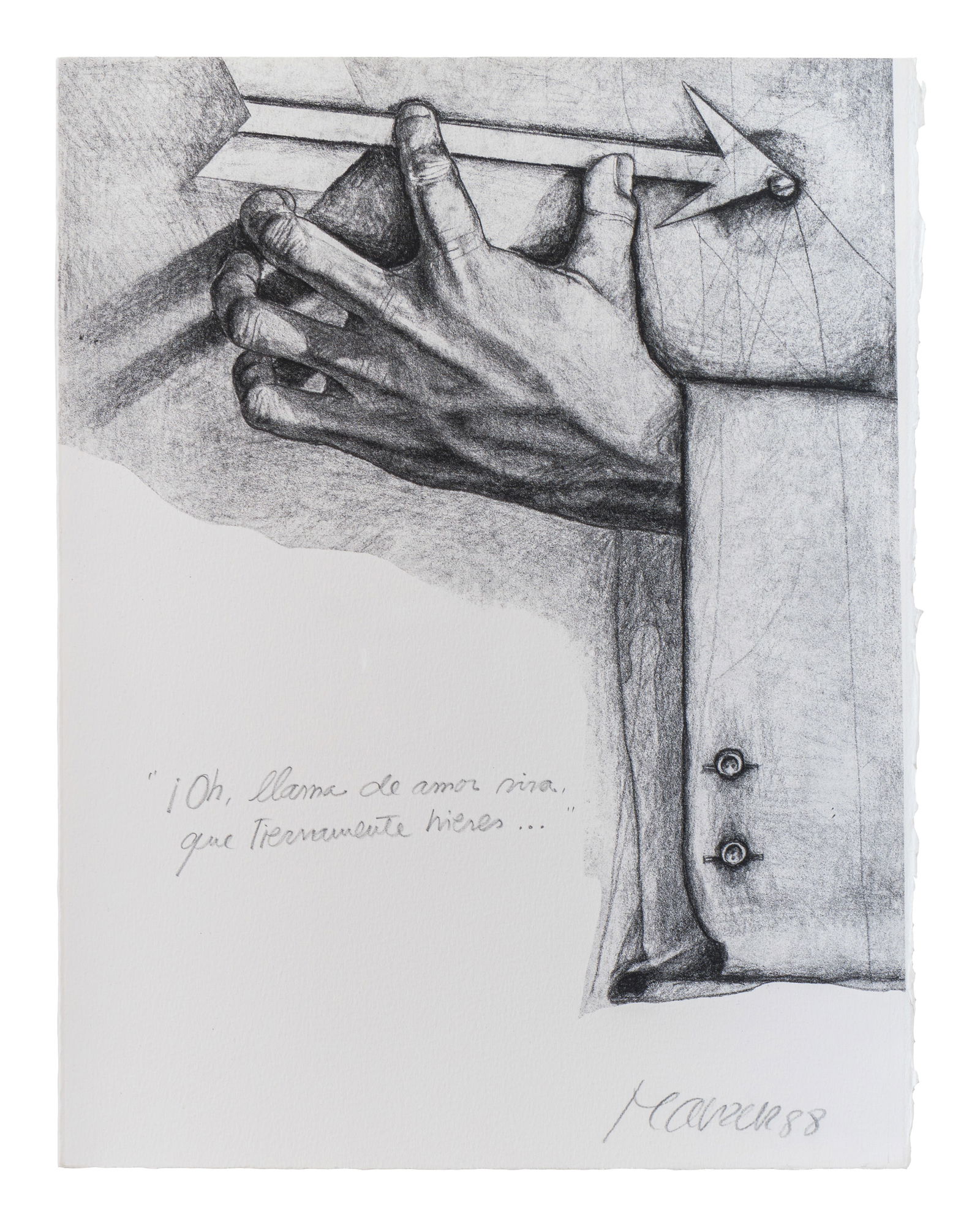 DAVID MANZUR (1929, Colombia) Entre el seno y la flecha, 1987 Aguafuerte sobre papel Medidas: 32 x: De la serie "El Beso de Dios"Buen estado de conservacion.Coleccion privada.