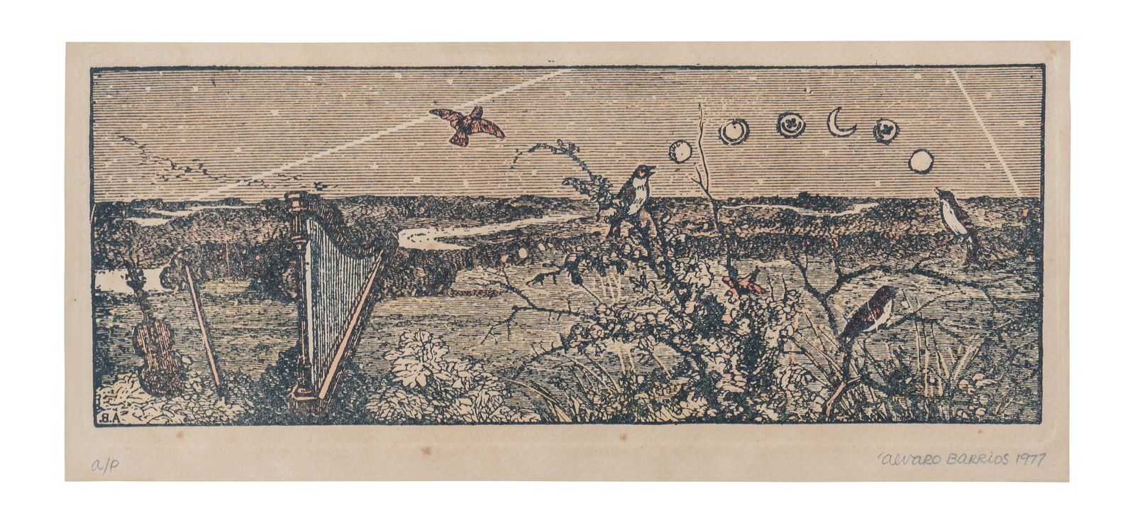 ALVARO BARRIOS (1945, Colombia) Sin Titulo, 1977 Xilografia sobre papel Medidas: 15.5 x 35 cm (1 of 1)