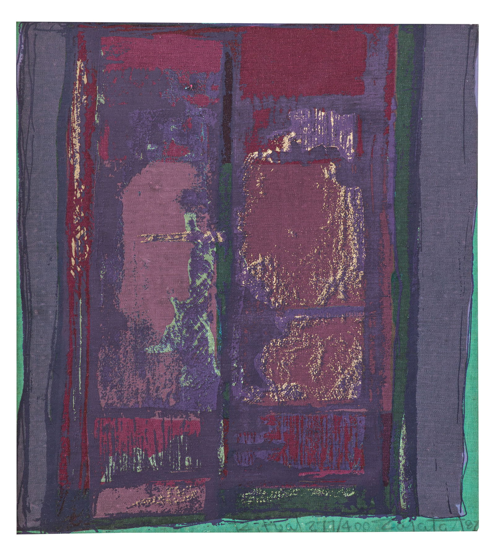 HUGO ZAPATA (1945, Colombia - 2025, Colombia) Ritual, 1987 Serigrafia sobre tela Medidas: 52.5 x 58 (1 of 1)