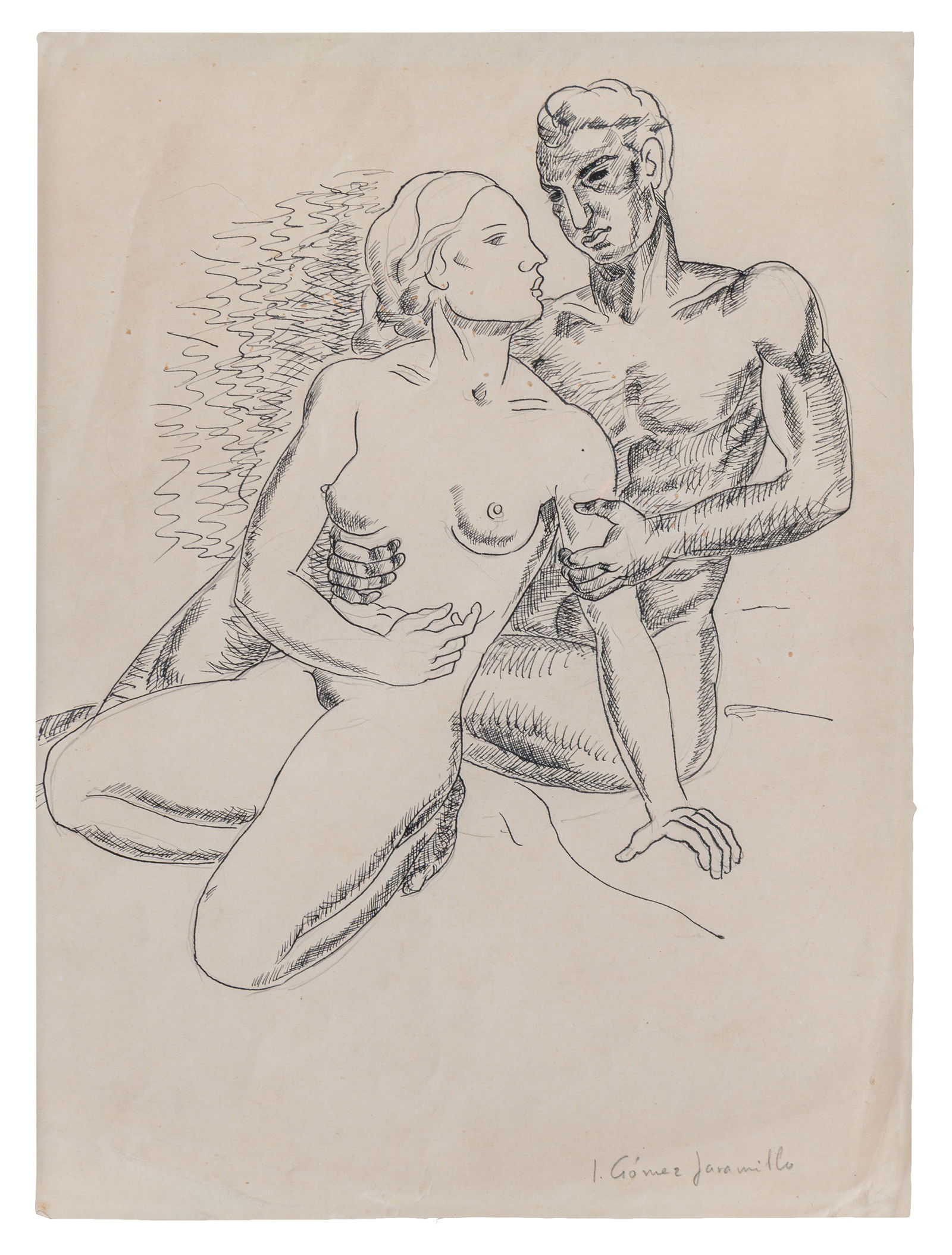 IGNACIO GOMEZ JARAMILLO (1910, Colombia - 1970, Colombia) Sin Titulo, c. 1950 Tinta sobre papel: Buen estado de conservacion.Coleccion privada.