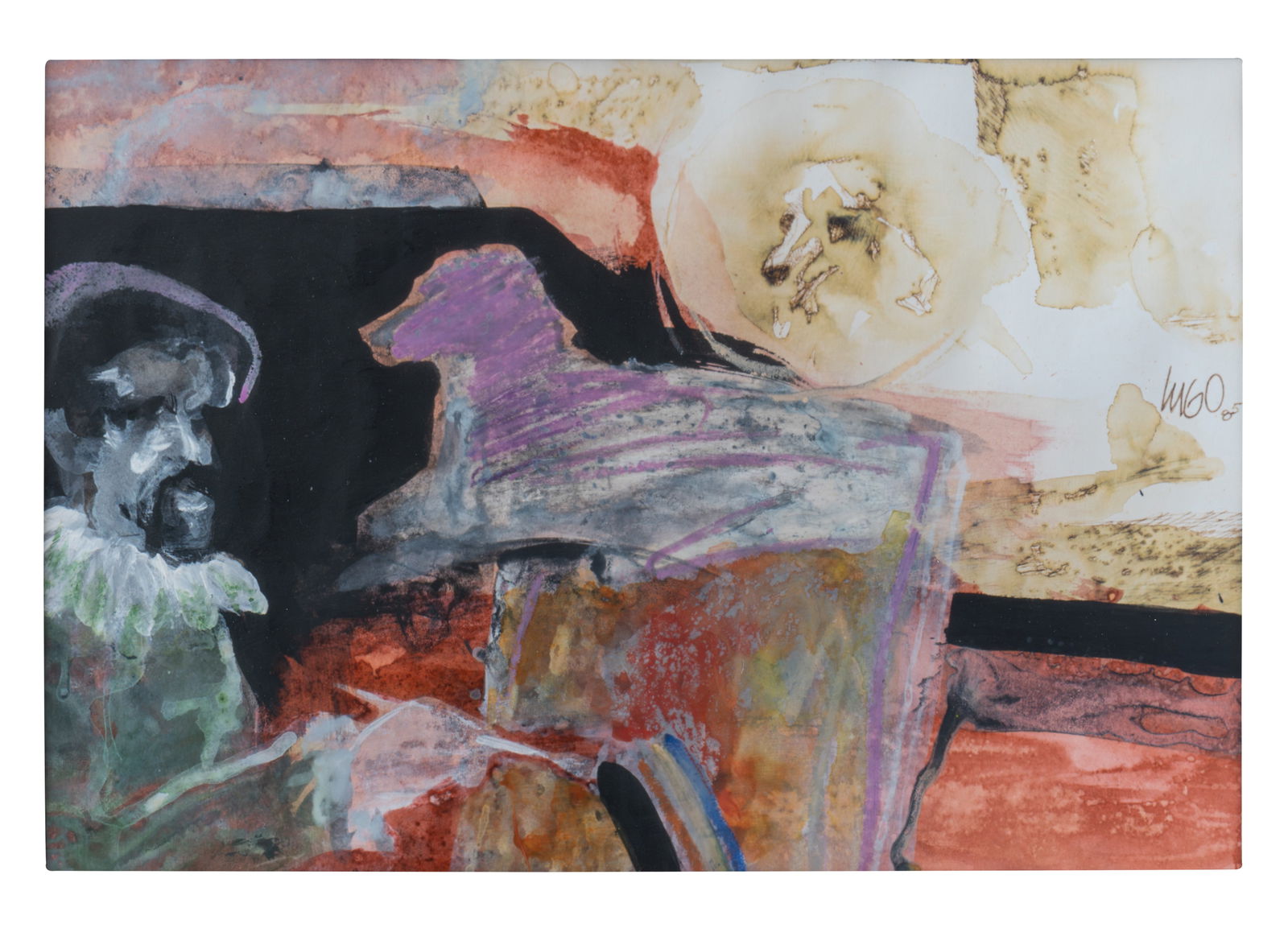 JUAN MANUEL LUGO (1945, Colombia) Sin Titulo, 1985 Tecnica mixta sobre papel Medidas: 22 x 32 cm: Buen estado de conservacion.Coleccion privada.