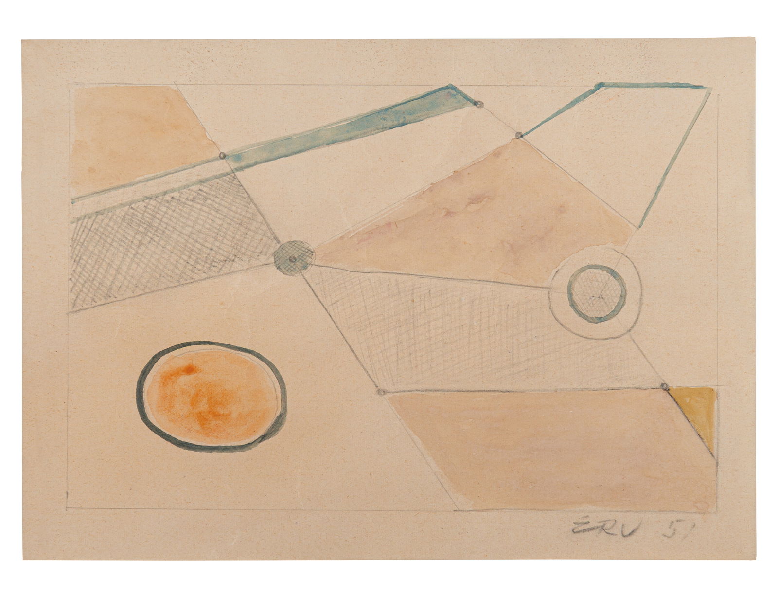 EDUARDO RAMIREZ VILLAMIZAR (1922, Colombia - 2004, Colombia) Sin Titulo, 1951 Acuarela y grafito (1 of 1)