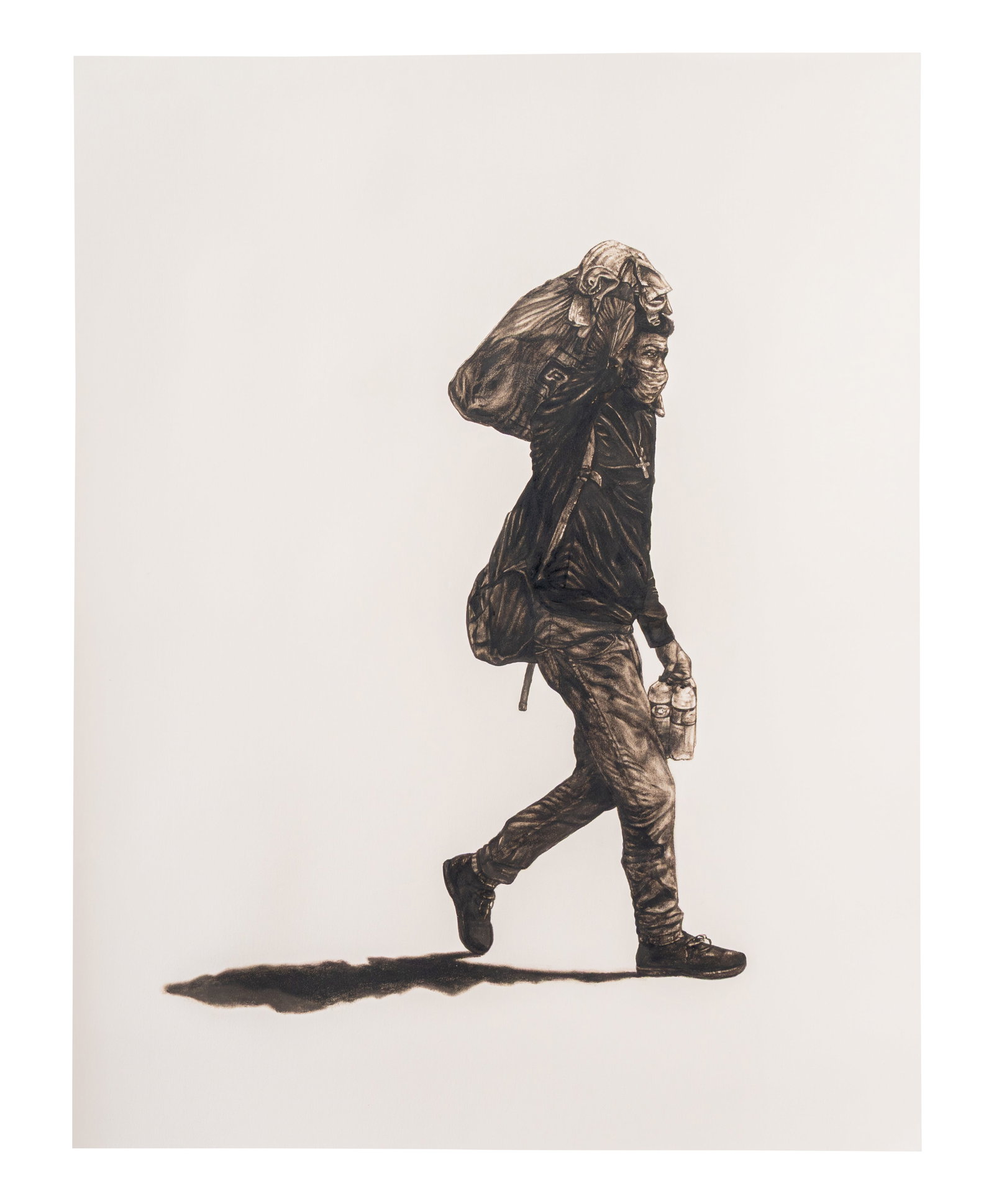 DIDIER BEDOYA (1995, Colombia) Hombres de petróleo, 2025 Petroleo sobre papel Medidas: 75 x 59 cm: Buen estado de conservacion.Coleccion privada.Certificado de Didier Bedoya.