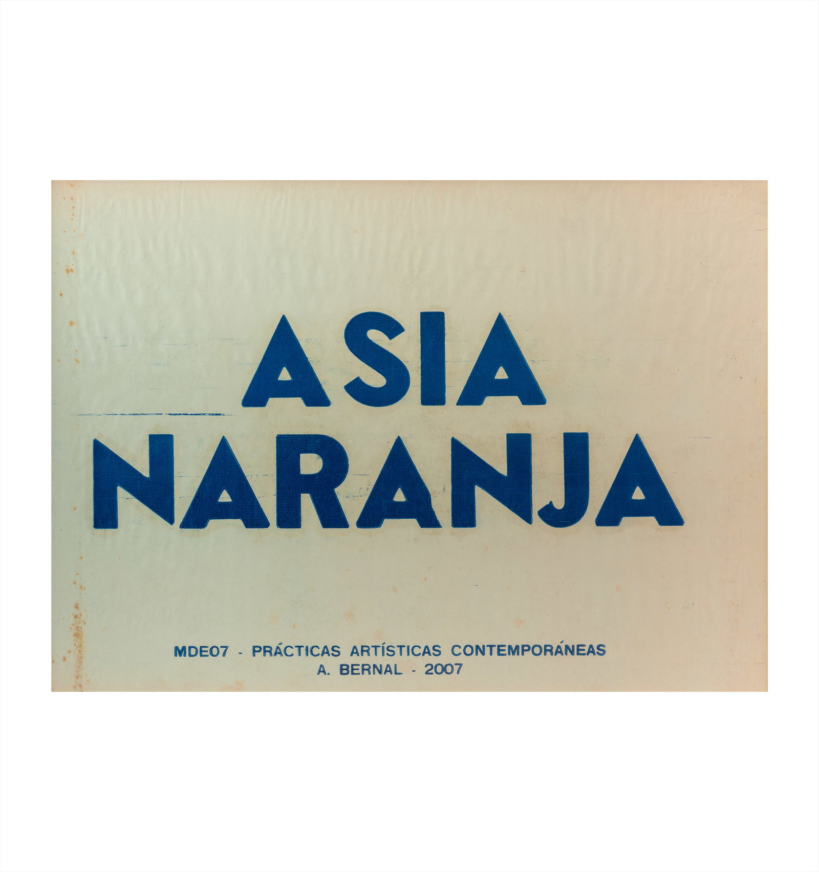 ALFONSO BERNAL (1936, Colombia - 2011, Colombia): Asia Naranja, 2007Serigrafia sobre papelMedidas: 49 x 69 cmDe la serie Practicas Artisticas Contemporaneas (MDE07) Buen estado de conservacion.Coleccion privada.