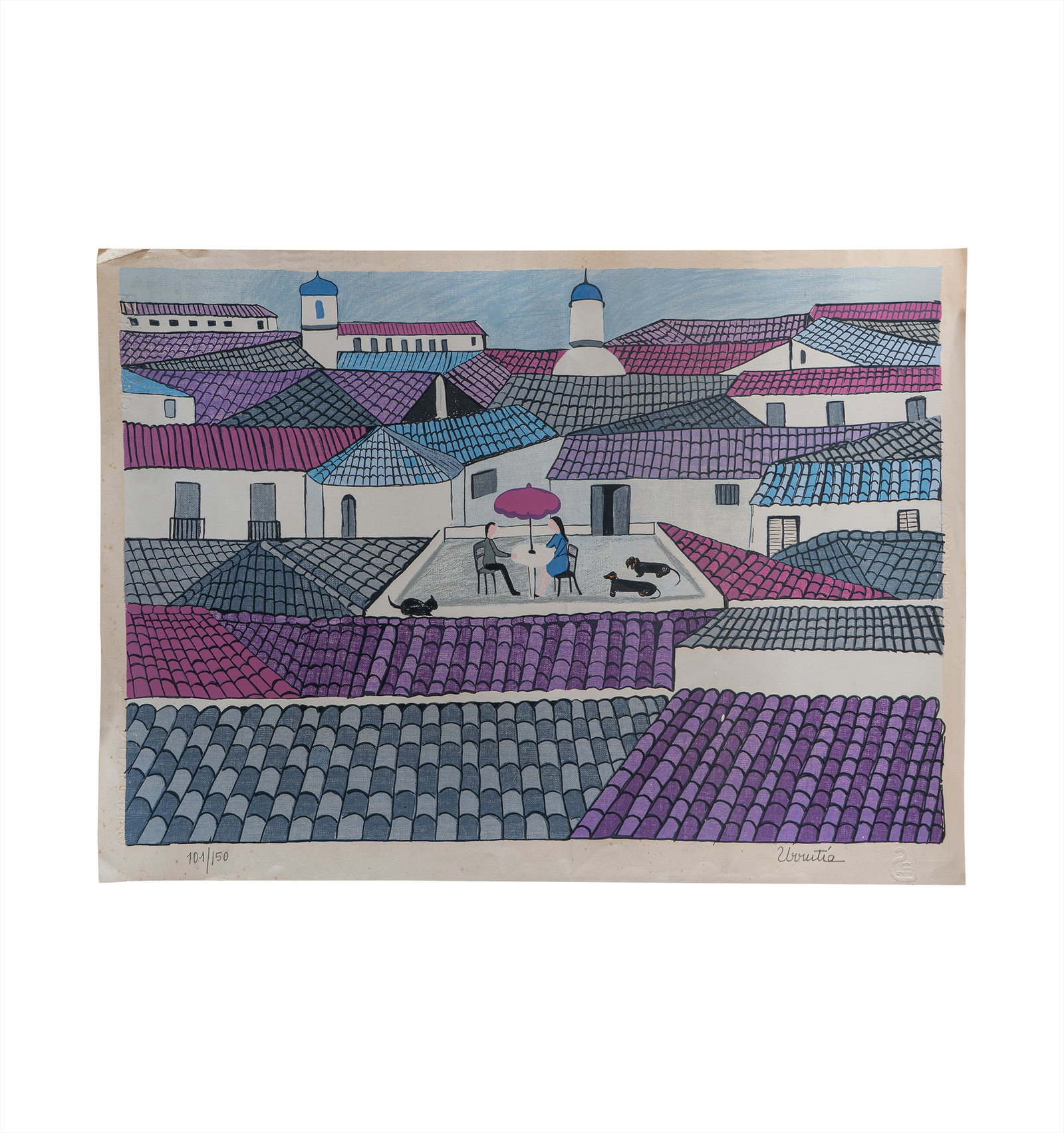 SOFIA URRUTIA (1912, Colombia - 2002, Colombia): Sin Titulo, sf.Serigrafia sobre papel Medidas: 50 x 70 cmEdicion 101/150Buen estado de conservacion.Coleccion privada.