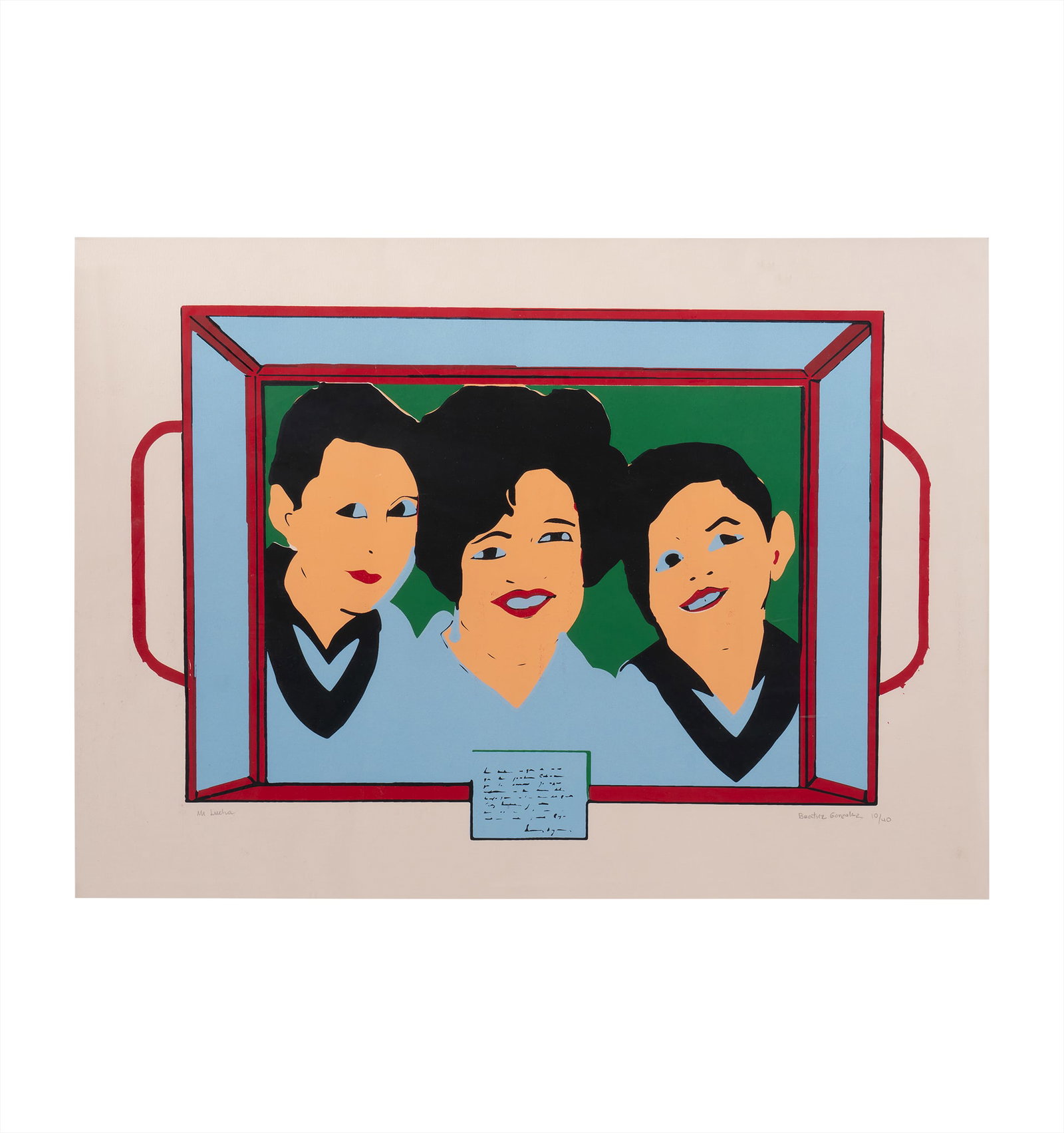 BEATRIZ GONZALEZ (1932, Colombia - 2026, Colombia): Mi Lucha, sf.Serigrafia sobre papel Medidas: 49 x 69 cmEdicion 10/40Buen estado de conservacion.Coleccion privada.