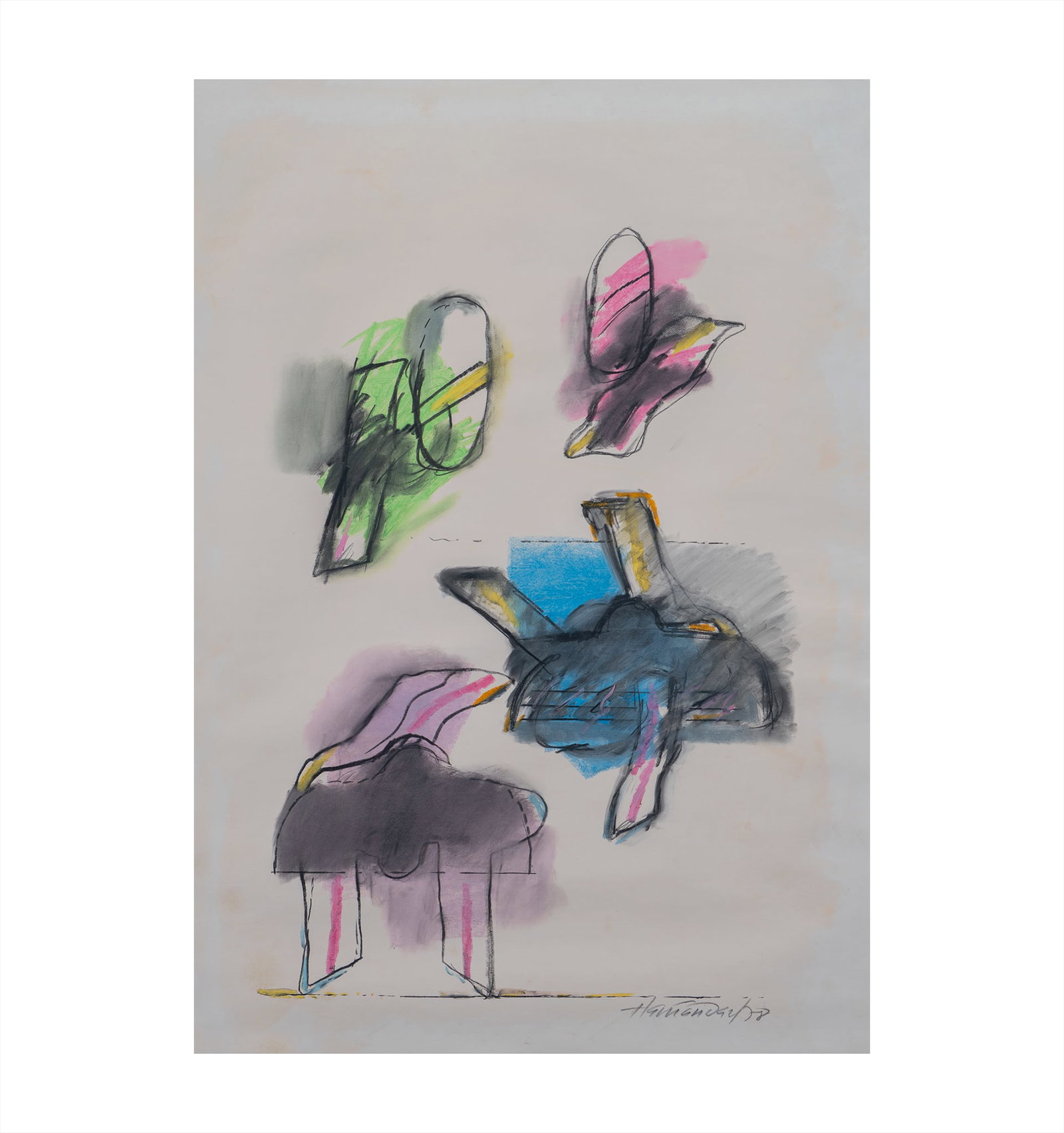 MANUEL HERNANDEZ (1928, Colombia - 2014, Colombia): Signo secuencia, 1978Pastel y oleo sobre papelMedidas: 70 x 50 cmBuen estado de conservacion.Coleccion privada.