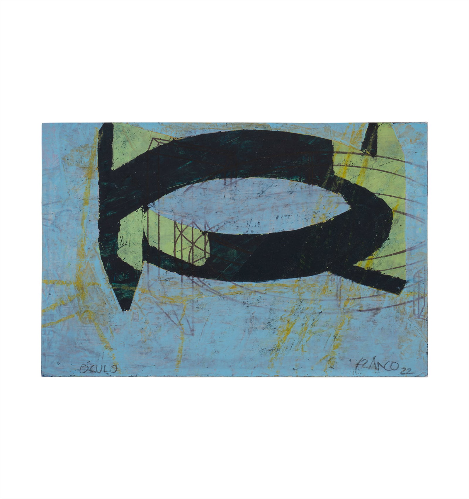 JAIME FRANCO (1963, Colombia): Oculo, 2022Tecnica mixta sobre papel sobre carton Medidas: 21 x 32 cmBuen estado de conservacion.Coleccion privada.