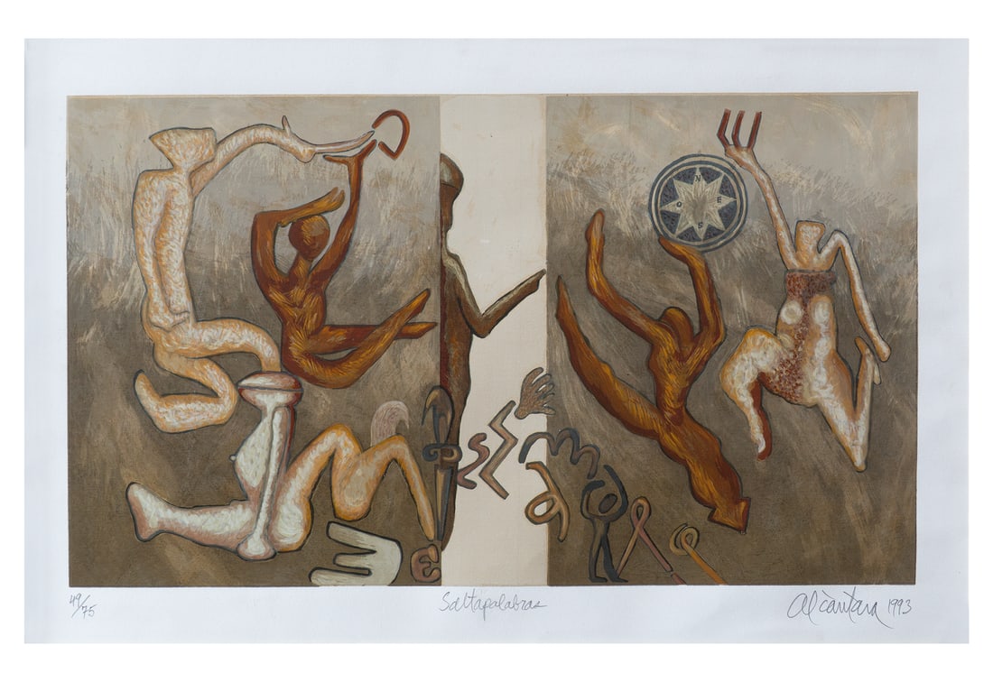 PEDRO ALCANTARA (1942, Colombia): Saltapalabras, 1993Serigrafia sobre papelMedidas: 63 x 40 cm Edicion 49/75Buen estado de conservacion.Coleccion privada.