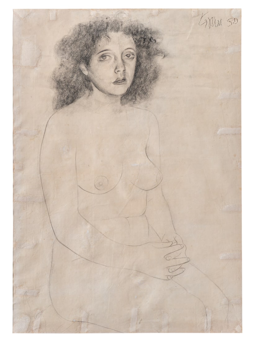 ENRIQUE GRAU (1920, Panama - 2004, Colombia): Desnudo, 1950Lapiz sobre papelMedidas: 60 x 45 cmBuen estado de conservacion. Presenta algunos deterioros y restauracion.Coleccion privada.Certificado de Gloria Zea y MAMBO.