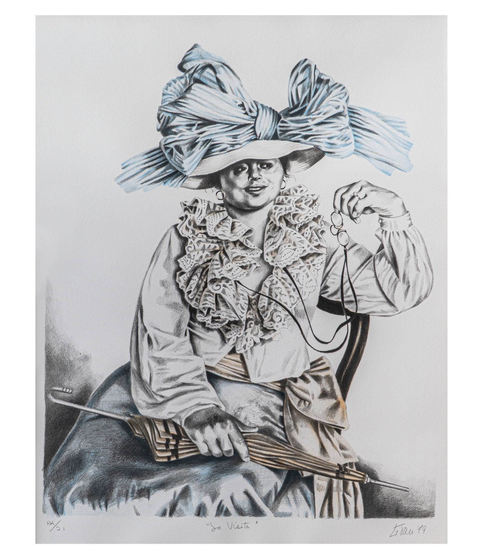 ENRIQUE GRAU (1920, Panama - 2004, Colombia): La visita, 1979Litografia sobre papelMedidas: 72 x 56.5 cmEdicion Prueba de Artista de 21Buen estado de conservacion.Coleccion privada.