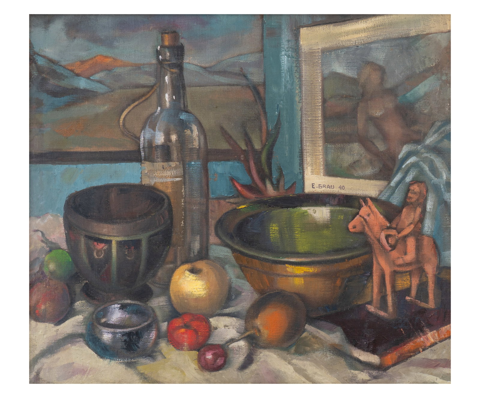 ENRIQUE GRAU (1920, Panama - 2004, Colombia): Sin Titulo, 1940Oleo sobre lienzoMedidas: 47 x 54 cmBuen estado de conservacion. Coleccion privada.