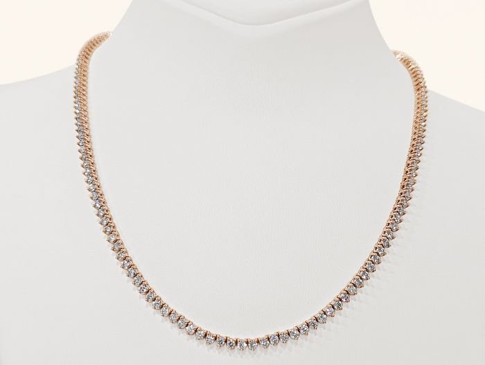 5 carat diamond tennis Riviera necklace rose gold 14k (1 of 3)