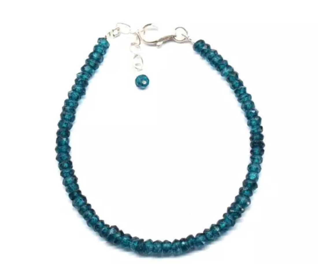 6.5 - 7.5" SOLID 925 SILVER BRACELET LONDON BLUE TOPAZ BEADS (1 of 2)