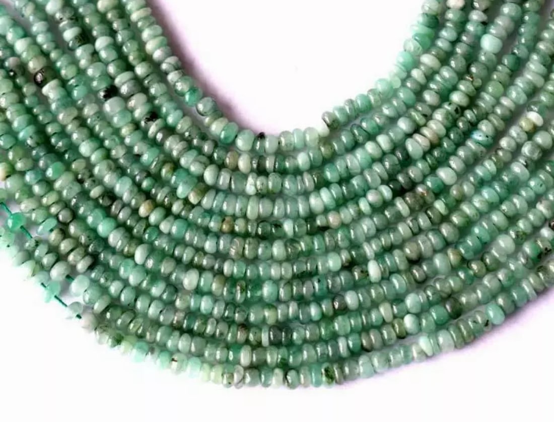 16" STRAND NATURAL EMERALD BEADS RONDELLE 2.5 - 3.5 MM  (3 LINES) (1 of 2)