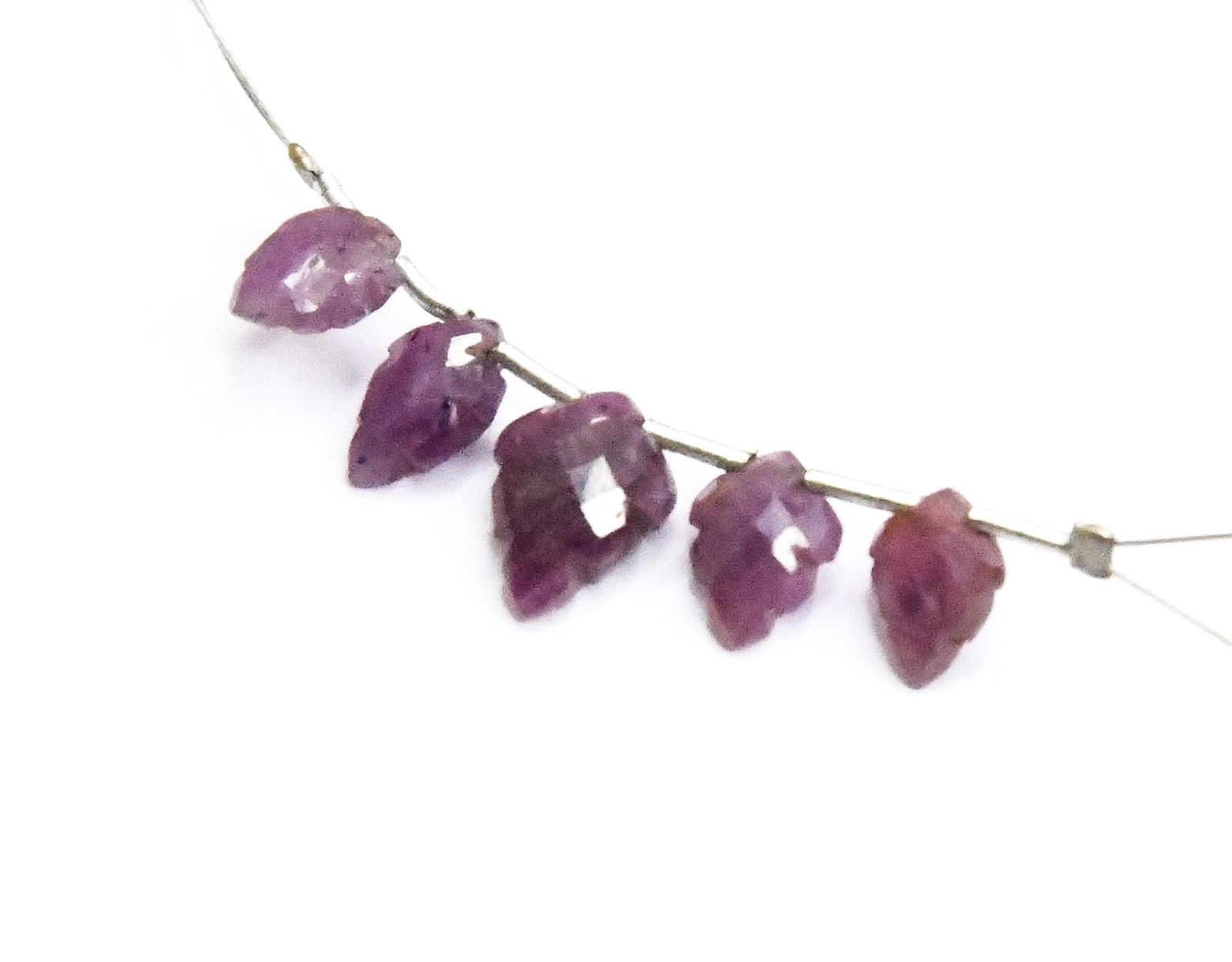 5 PCS NATURAL PINK SAPPHIRE BEADS FACETED FANCY 5.5X8 - 8X10 MM (1 of 1)