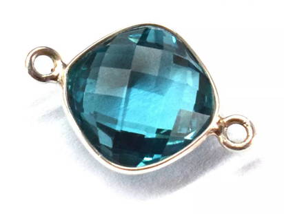 NATURAL LONDON BLUE TOPAZ CUSHION 11 MM SOLID 925 SILVER CONNECTOR 1 PC: These are natural, earth mined and hand crafted with precision. Stone: Blue Topaz, Shape: Faceted Cushion, Size: 11mm, Width - 4mm, Weight: approx. 5.30 carats. The photographs are enlarged to show th