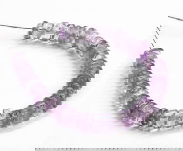 NATURAL AMETHYST BEADS (TYRE) 4.5 - 5 MM, 45 PCS: These are natural, earth mined and hand crafted with precision. Stone: Amethyst, Stone Shape: Tyre, Stone Size: 4.5 - 5 mm, Width: 1.5 - 2.5 mm, Weight: approx. 18 carats. The photographs are generall
