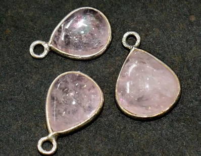 SOLID 925 STERLING SILVER - NATURAL MORGANITE 9X11 - 12X13 MM 3 PCS: These are natural, earth mined and hand crafted with precision. Stone: Morganite, Shape: Pear, Size: 9x11 - 12x13 mm, Width - 5 - 7 mm, Weight: approx. 20 carats. The photographs are enlarged to show