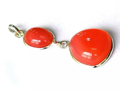 SOLID 925 STERLING SILVER PENDANT - ORANGE CHALCEDONY: These are natural, earth mined and hand crafted with precision. Stone: Orange Chalcedony, Shape: Oval/Triangle, Size: 8x10 - 14 mm, Width - 5 - 6 mm, Length: 1 1/2", Weight: approx. 15 carats. The