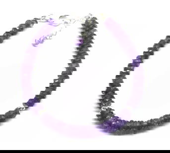 6.5 - 7.5" SOLID 925 SILVER BRACELET NATURAL AMETHYST BEADS TYRE: These are natural, earth mined and hand crafted with precision. Stone: Amethyst, Stone Shape: Faceted Tyre, Stone Size: 4.5 - 5 mm, Width: 1 - 2 mm, Length: 6.5 - 7.5", Weight: approx. 30 carats. The