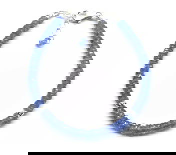 6.5 - 7.5" SOLID 925 SILVER BRACELET NATURAL TANZANITE BEADS TYRE: These are natural, earth mined and hand crafted with precision. Stone: Tanzanite, Stone Shape: Faceted Tyre, Stone Size: 4 mm, Width: 1 - 2 mm, Length: 6.5 - 7.5", Weight: approx. 30 carats. The